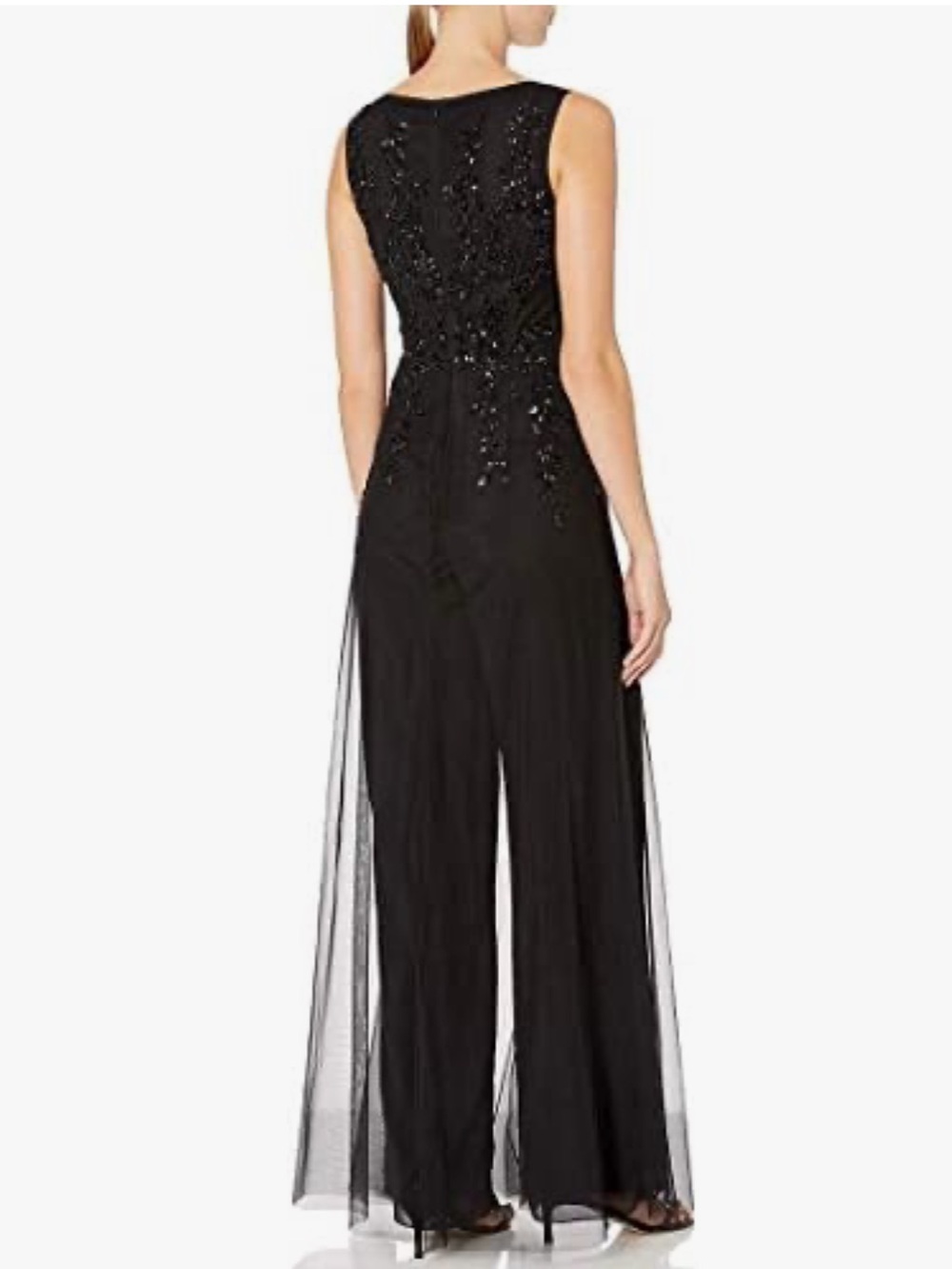 Adrianna Papell Women's Beaded Georgette Jumpsuit black - Picture 3 of 10